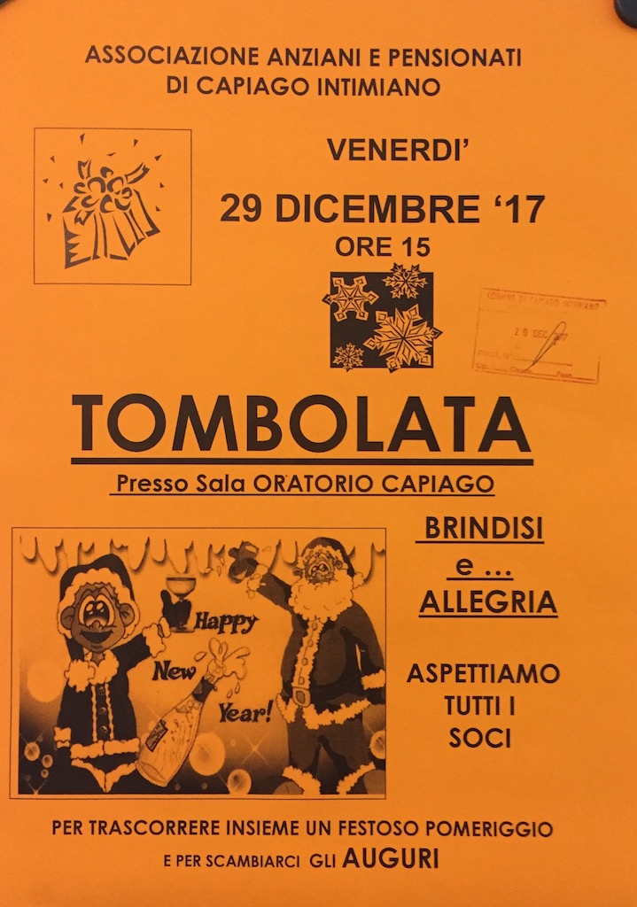 associazione anziani pensionati capiago intimiano locandina tombolata natale 2018